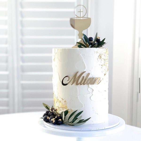 Communion and confirmation cake topper combined with the child's name