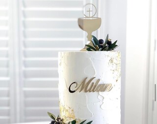 Kit Decorazione Comunione In Legno - Topper Per Torta Mio Battesimo E 2 Decorazioni Per Cupcake, Regalo Perfetto Per Cresima E Baby Shower