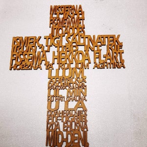 Pater Noster Missierna Our Father prayer in Maltese wooden stencilled wall cross , Our Lords Prayer In Maltese language