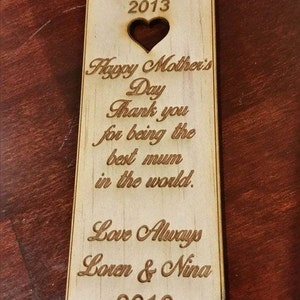 Mother's Day Wooden Bookmarks,  laser cut and engraved bookmarks, bookmark