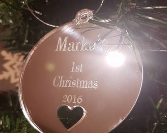 Acrylic Mirror Christmas Baubles, Christmas Tree Ornaments, personalised Christmas decorations