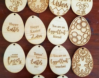 Easter laser cut egg shaped tags Easter tags