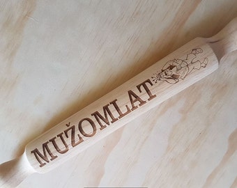 Personalised laser engraved rolling pin - mužomlat