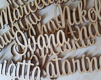 Laser Cut wooden Name Place cards for Wedding, Christening, Birthday, Baptism