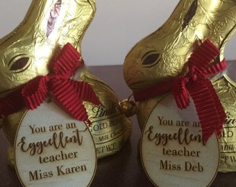 Personalised Easter laser cut egg shaped tags Easter tags