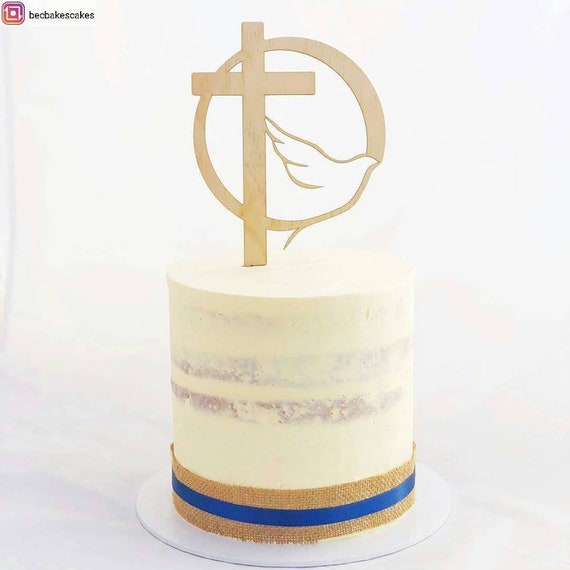 Religious Cake Topper Cross With a Dove Holy Spirit Topper Etsy Australia
