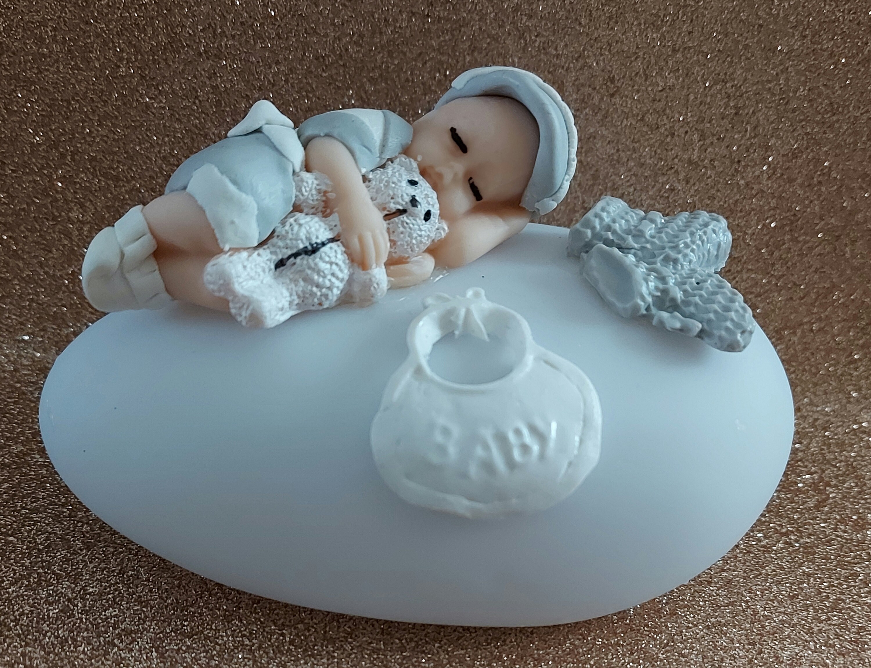 Veilleuse Galet Lumineux Bébé Fimo Garçon