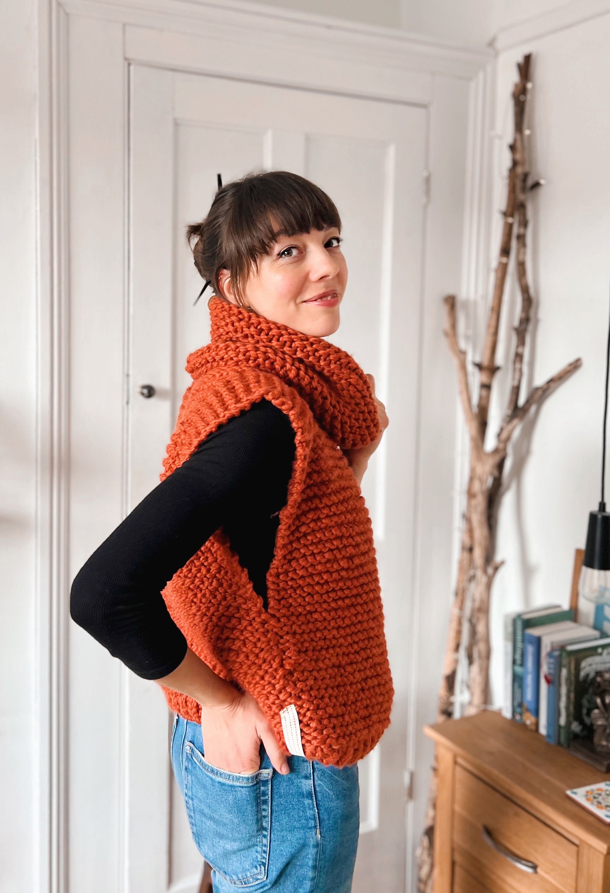 Pumpkin Spice Merino Wool Vest. Hand Knitted Sleeveless Jumper. Cropped ...