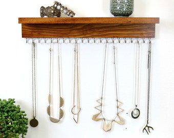 Wall Necklace Holder With Shelf