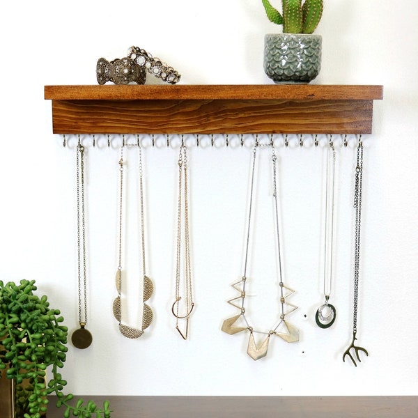 Wall Necklace Holder With Shelf