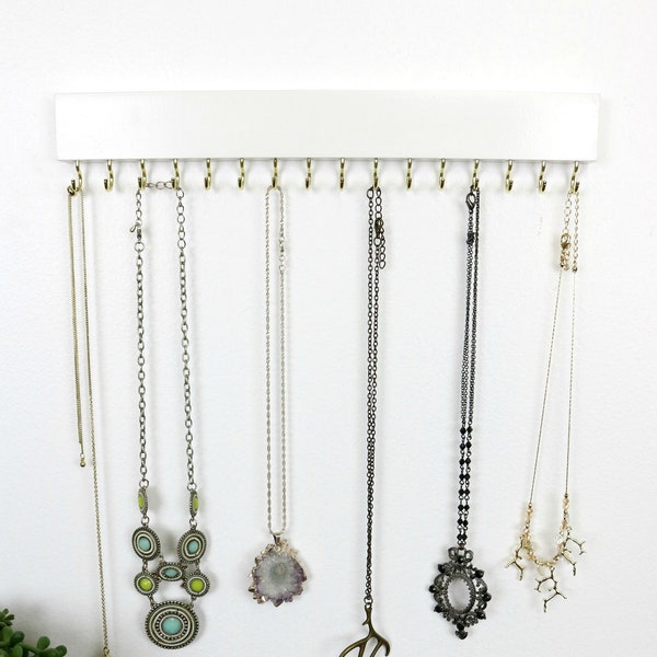 White Wall Mount Jewelry Organizer | Necklace Holder