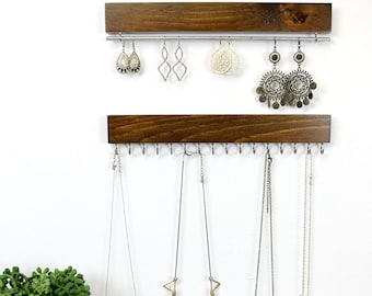 Wall Mount Jewelry Organizer | Necklace Holder and Earring Holder