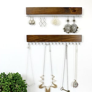 Wall Mount Jewelry Organizer | Necklace Holder and Earring Holder