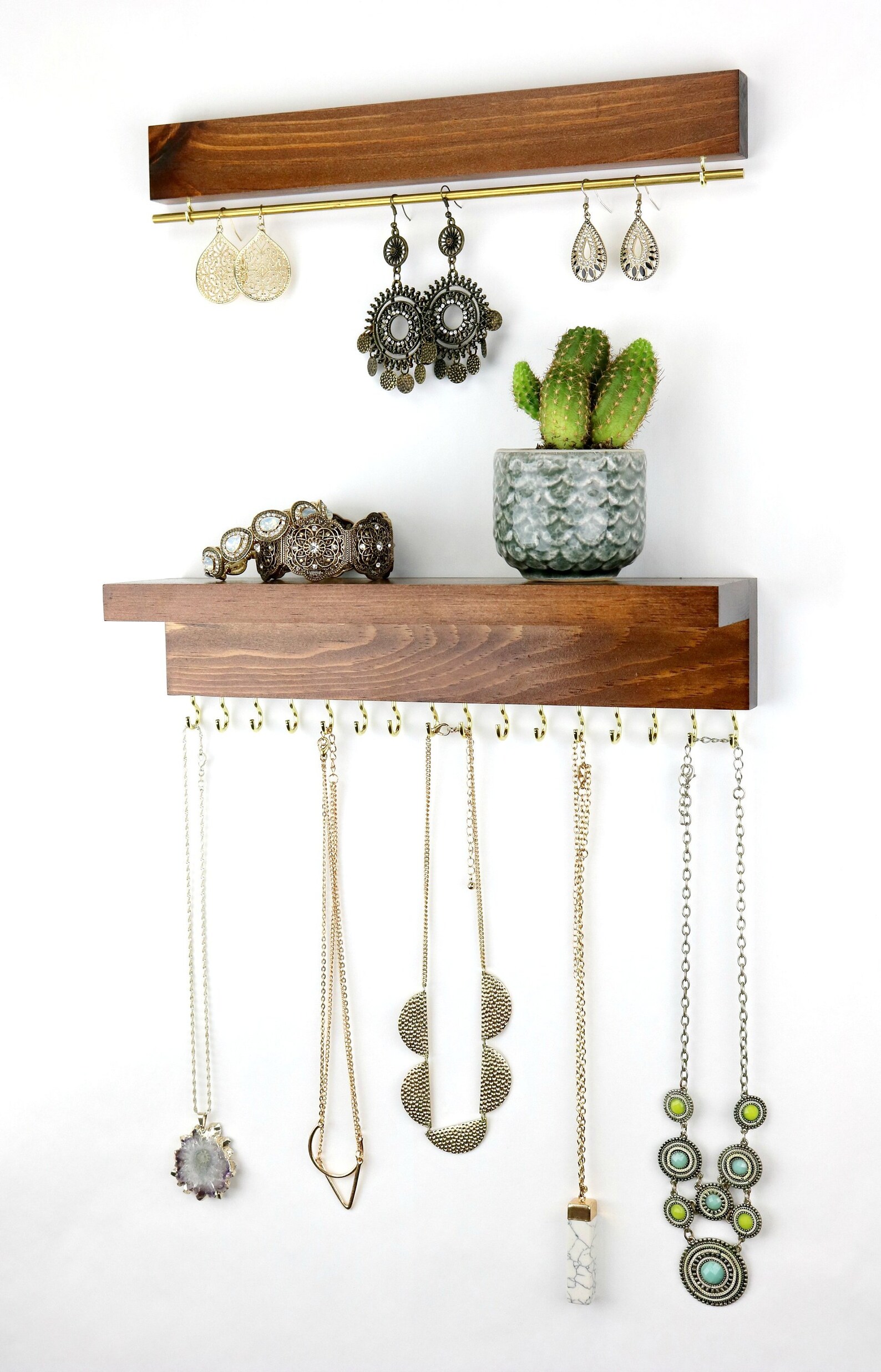 Jewelry Organizer With Shelf Earring Display and Necklace Etsy