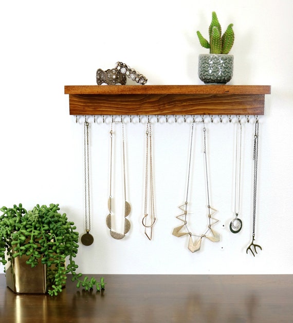 White Jewelry Organizer with Shelf | Earring And Necklace Holder