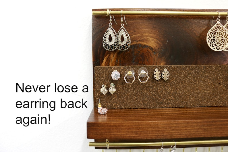 Jewelry Organizer With Shelf Necklace Holder Stud Earring Etsy