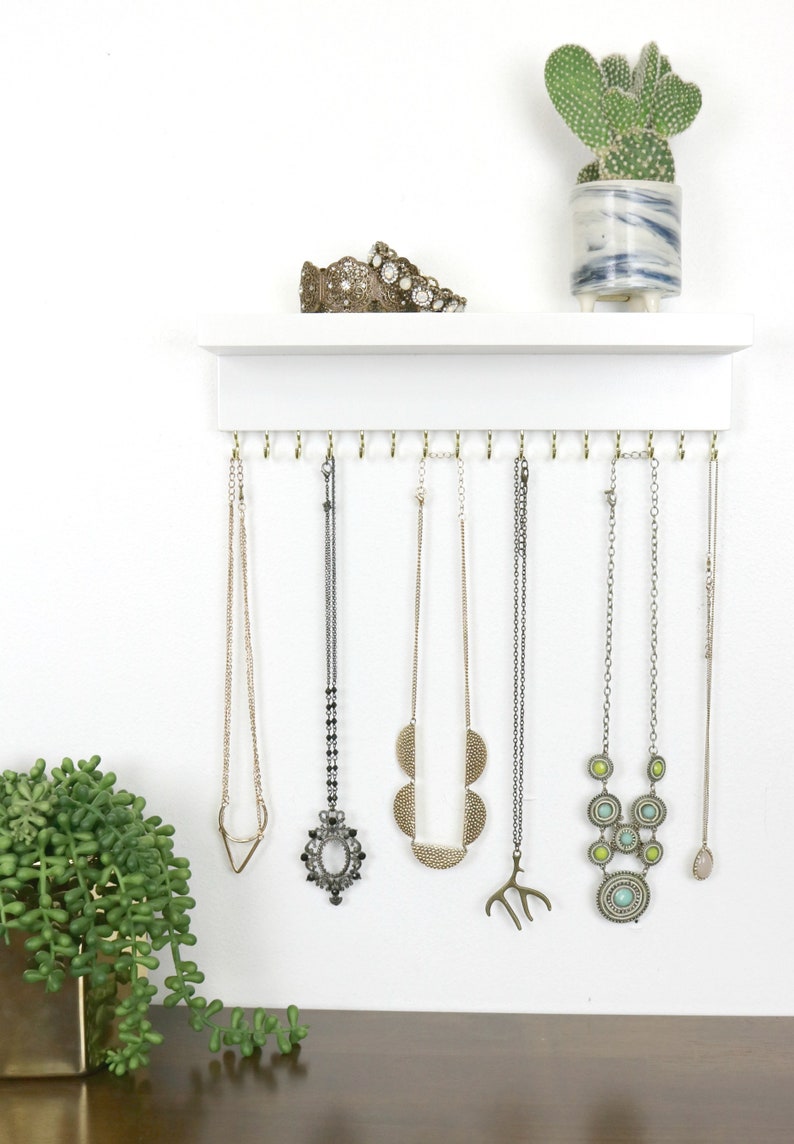 Wall Necklace Holder With Shelf image 7