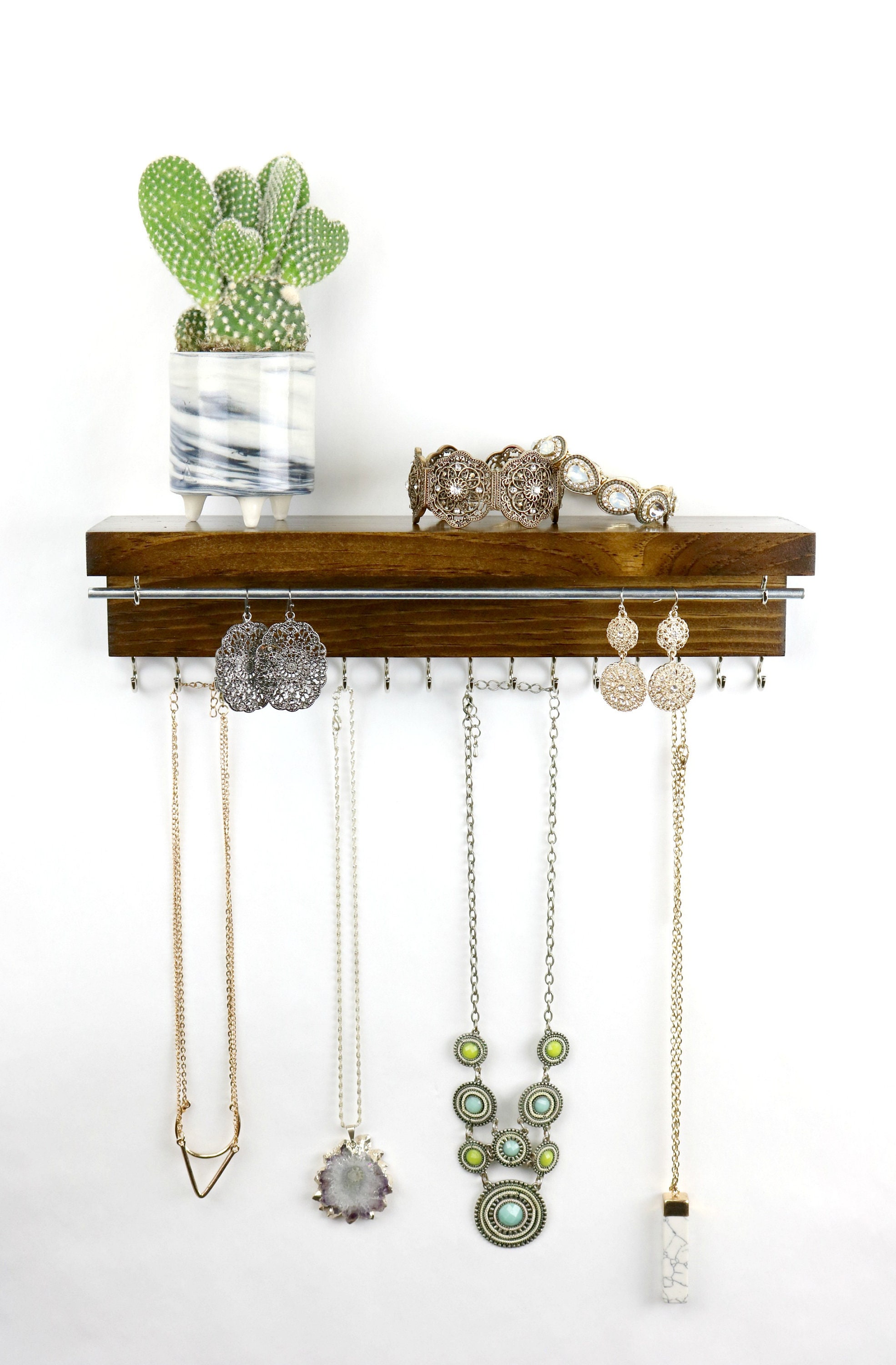 Jewelry Organizer With Shelf Necklace Holder Bracelet and Etsy