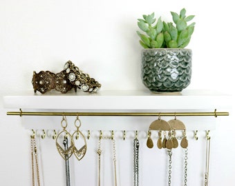 White Jewelry Organizer with Shelf