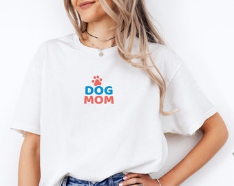 Dog Mom Shirt, Hunde Mama, DoggyMom, für Hundefamilie, für Hundeliebhaber, Schweres Damen-T-Shirt