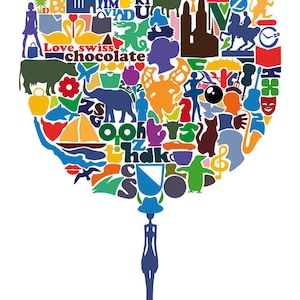 Zurich, poster Zurich, colorful graphics, poster Zurich, gift idea Zurich, illustration