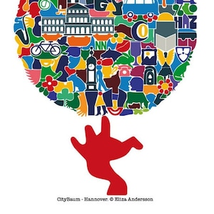 CityBaum Hannover, Hannover Plakat, Illustration, Grafik Design, Premium Poster auf mattem Papier. 40x60cm Bild 1