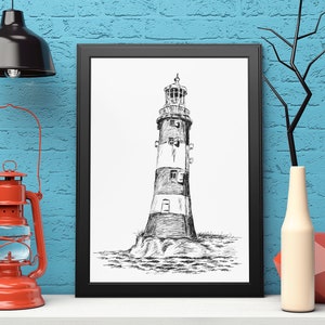 Nautical Beach House Decor, Lighthouse Poster, Lighthouse Wall Art Print, Unframed Poster, Nautical Wall Art Print, Coastal Wall Decor