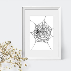 Halloween Spider Web Digital Print, Black and White Cobwebs Print, Halloween Sketch, Halloween Wall Decor, Teen Room Décor, Hipster Wall Art