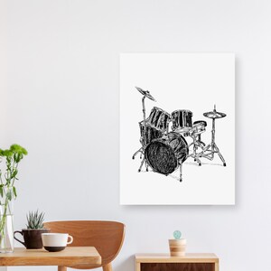 Drums Set Print, Black And White Poster, Music Posters, Drums Art, Music Gift, Music Lover Gift, Music Decor, Hipster decor, Teen Room Decor
