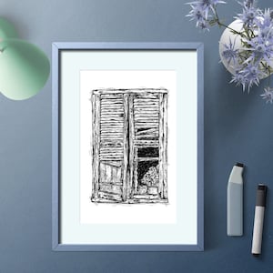 Printable Window Art, Black and White Print, Rustic Window Art Print, Printable Window Wall Art, Digital Art Print, Farmhouse Art Print