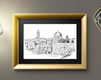 Instant Download Judaica Wall Art, Jewish Gift Wailing Wall Jerusalem Image, Instant Download