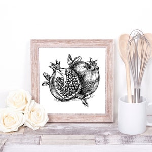 Pomegranate Art Print, Pomegranate Poster, Pomegranate Drawing, Digital Download Art, Printable Wall Art, Jewish Gifts, Rosh Hashana Gifts