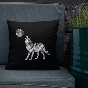 Throw Pillow, Decorative Pillow, Square Pillow Case, Cabin Decor, Throw Cushion, Bed Pillow, Pillow Shames, Howling Wolf, Stay Wild