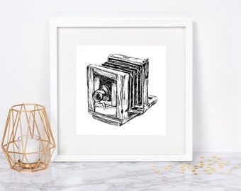 Digital Download Art Prints, Vintage Style Print, Printable Wall Art Living Room, Unique Art Prints, Camera Print, Photographer Gift