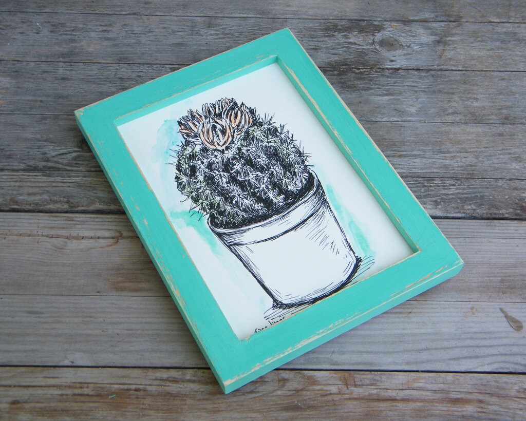 Cactus Print Rustic Wall Art Botanical Print Framed Wall Etsy
