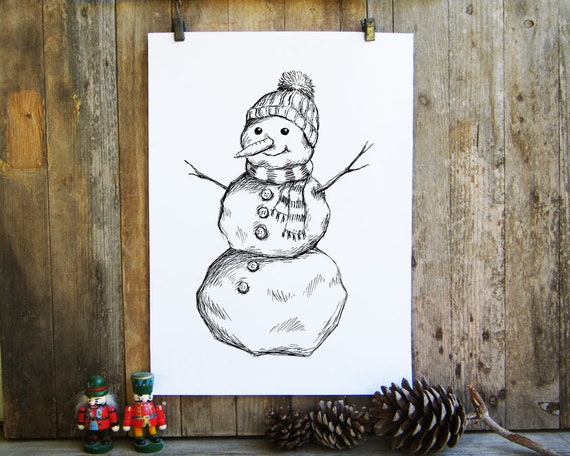 Christmas Snowman Digital Print Snowman Christmas Coloring