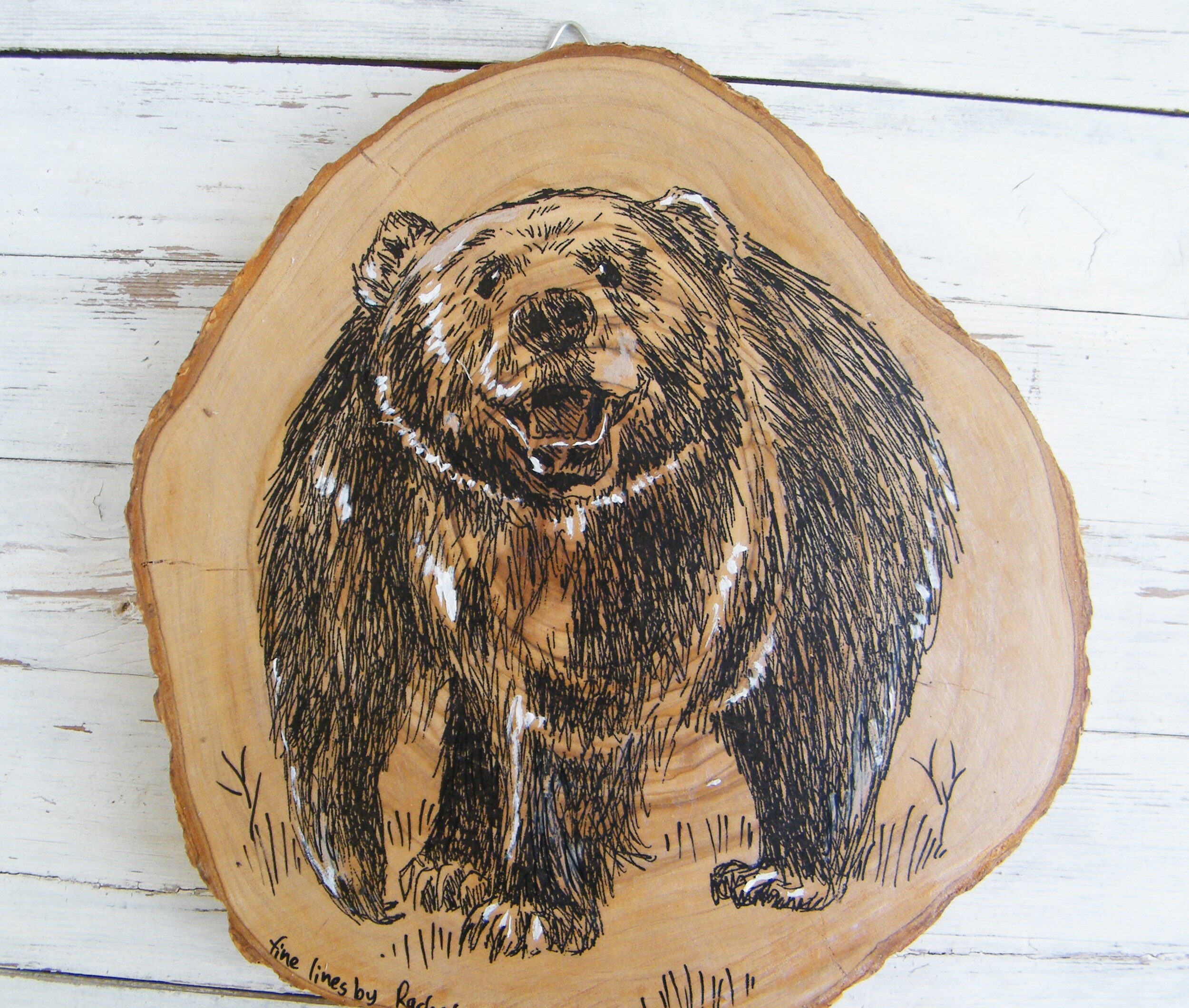 Bear Wall Art Rustic Wood Slice Wall Art Forest Animal Wall Etsy