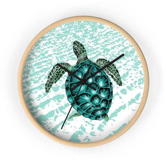 Wall Clock Sea Turtle Wall Clock Bedroom Decor Wall Clock Wood Beach House Decor Nautical Art Kids Room Decor Housewarming Gift