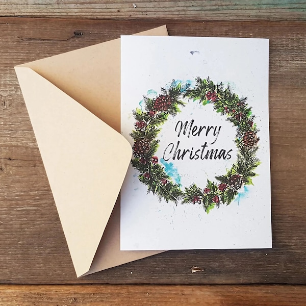 Printable Merry Christmas Greeting Card, Handmade Card, Diy Christmas Cards, Homemade Card, Print Your Own Holiday Card, Printable Xmas Card