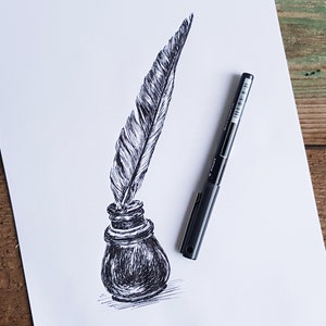 Quill and Ink Art Board Print for Sale by erzebetth