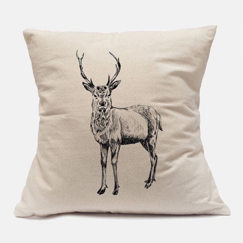 Deer Decorative Pillow Deer Square Pillow Farmhouse Decor Etsy
