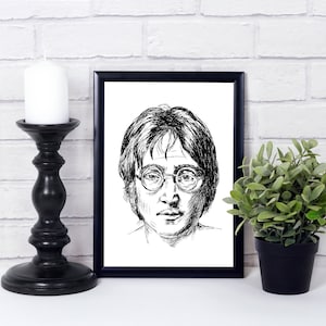 John Lennon Portrait, John Lennon Poster, Beatles Fan Gift