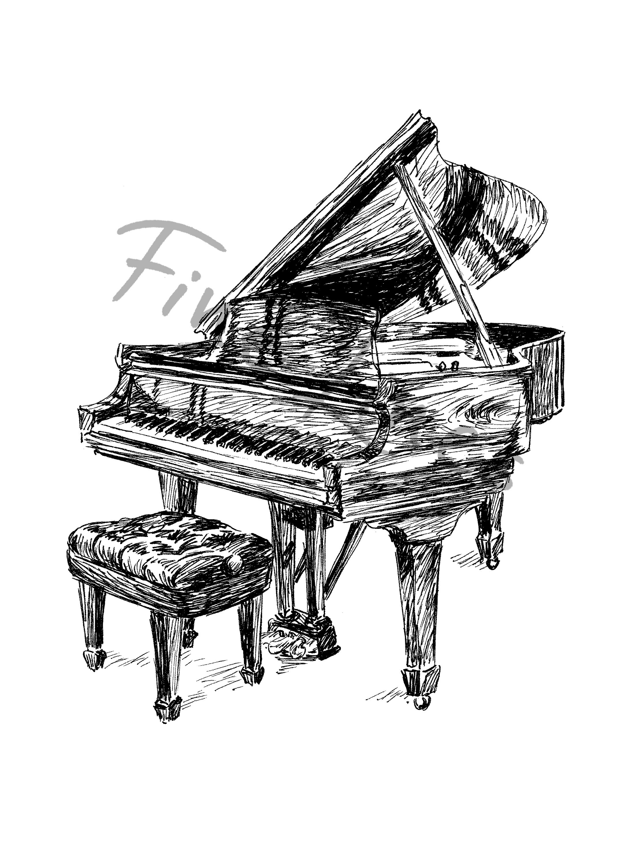 Piano Gifts Grand Piano Print Black and White Poster Music | Etsy