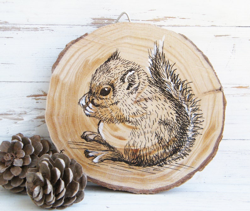 Nursery decor Squirrel print Squirrel wood picture Woodland Etsy