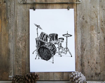 楽器の壁アート、ジャズポスター、白黒プリント、印刷可能なアート