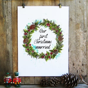 Pôster de guirlanda de Natal, download digital, impressão de citações personalizadas, cartão imprimível de decoração de Natal, arte digital de parede de enfeites de Natal