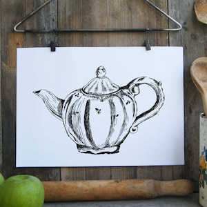 Teapots printable, Antique teapot wall art, Kitchen decor, Art & collectibles, Room decor, DIY home decor, Clip art, Kitchen decor
