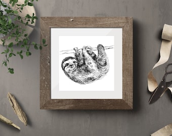 Printable Wall Art Animals, Sloth print, Black and white printable, Cute Sloth Printable, Kids Room Decor, Gift For Kids, Sloth gift