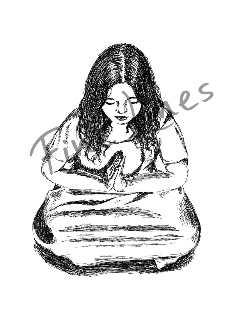 Yoga Art Spiritual Art Black and White Sketch Spiritual Etsy