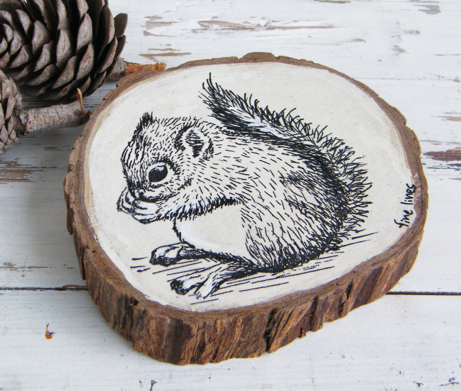 Nursery decor Squirrel print Squirrel wood picture Woodland Etsy